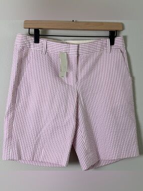 J. Crew Pink and White Striped Seersucker Shorts
